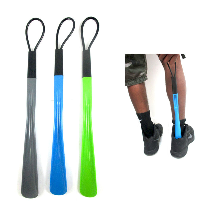 4 Plastic Shoe Horn 18.5" Long Flexible Handle Shoehorn Sturdy Slip Men Shoes !