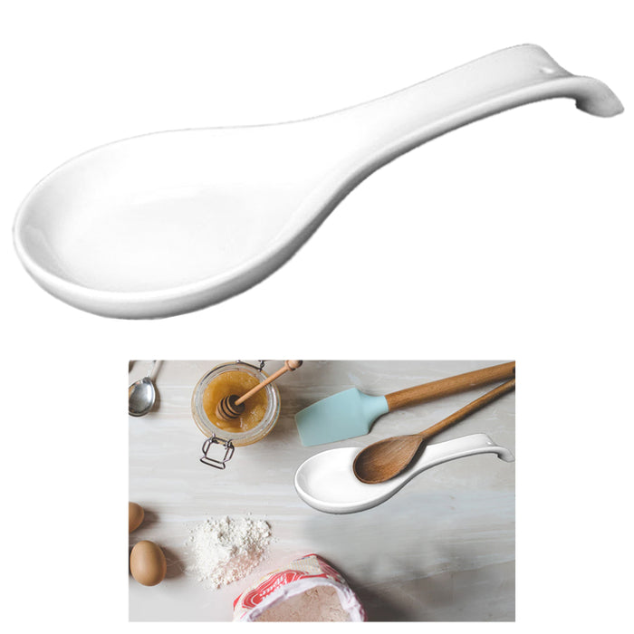 1 Spoon Rest Kitchen Utensils Home Decor Tools Spatula Holder Plastic White 9.5"