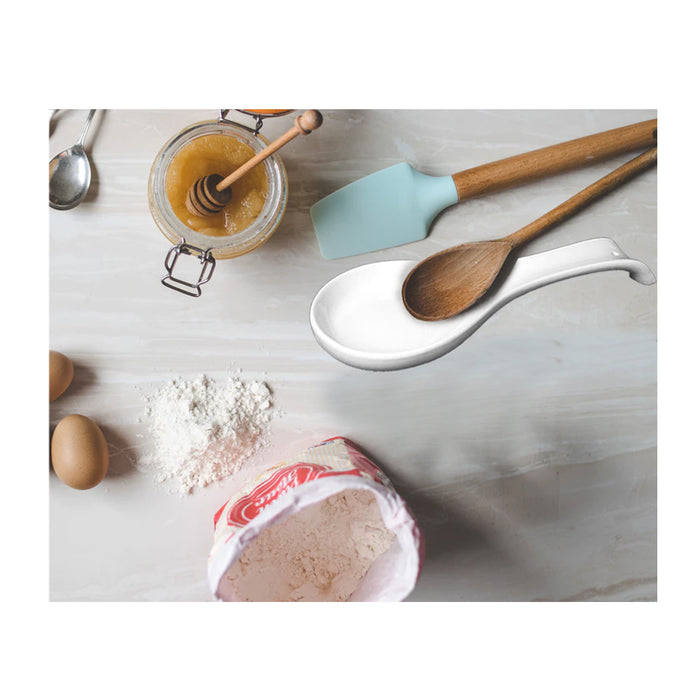 1 Spoon Rest Kitchen Utensils Home Decor Tools Spatula Holder Plastic White 9.5"