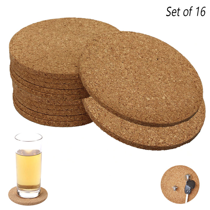 16 Set Natural Cork Coasters Absorbent Drink Coffee Cup Mat Table Bar —  AllTopBargains