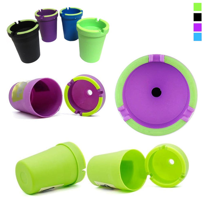 6 Butt Bucket Ashtray Glow In Dark High Heat Resistant Car Cup Holder Portable