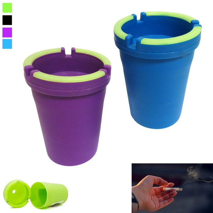 6 Butt Bucket Ashtray Glow In Dark High Heat Resistant Car Cup Holder Portable