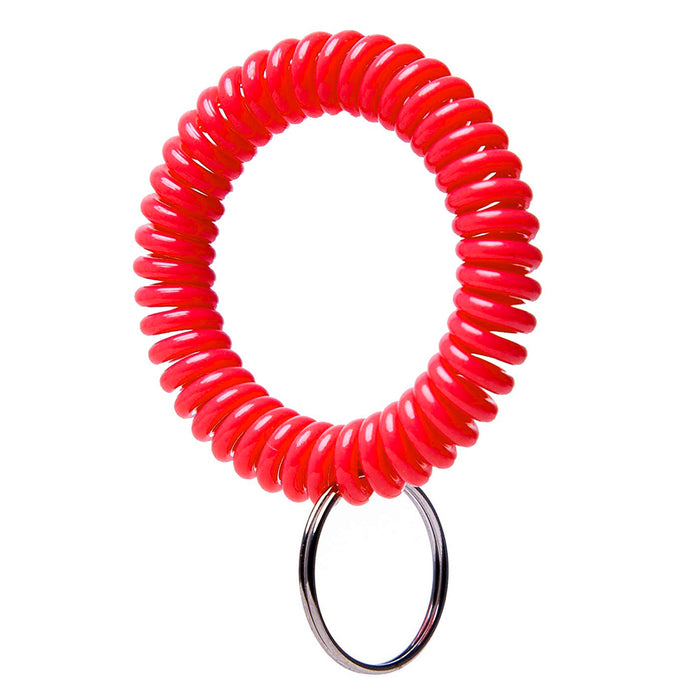 12Pc Spring Spiral Wrist Coil Key Chains Band Key Ring Wrist Band Stretchable