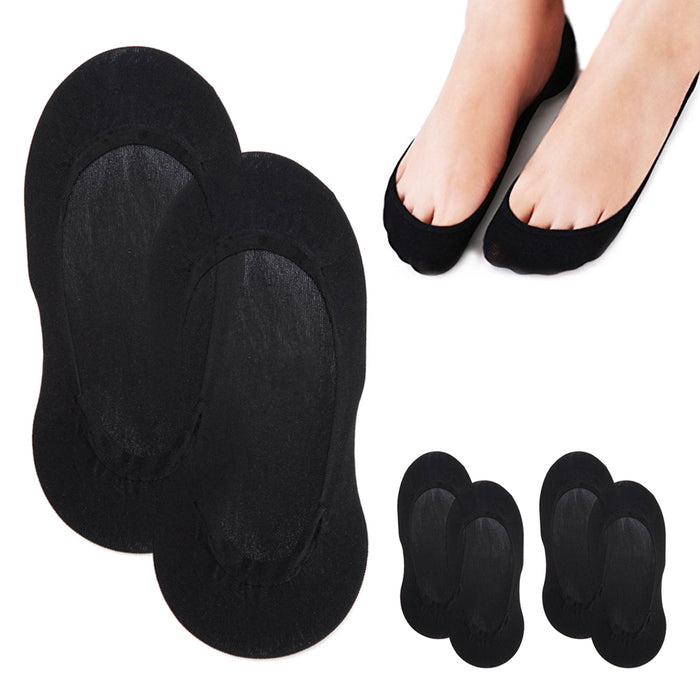 1 Pair Women's No Show Liner Socks Black Footies Cotton Invisible Non Slip 9-11