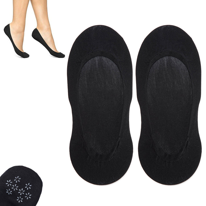 3 Pair Women No Show Cotton Socks Thin Cut Boat Liner Hidden Non Slip Black 9-11