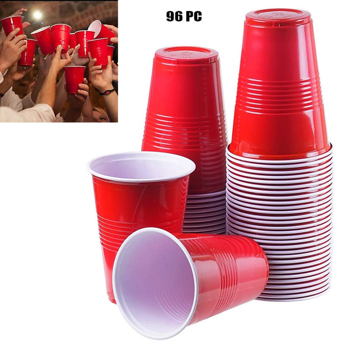 96 Count Disposable Plastic Cups Everyday Use Red Party Cups Strong Sturdy 16 Oz