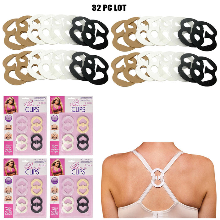 32 Pack Bra Strap Clips Back Anti-Slip Straps Holder Buckles Cleavage  Control