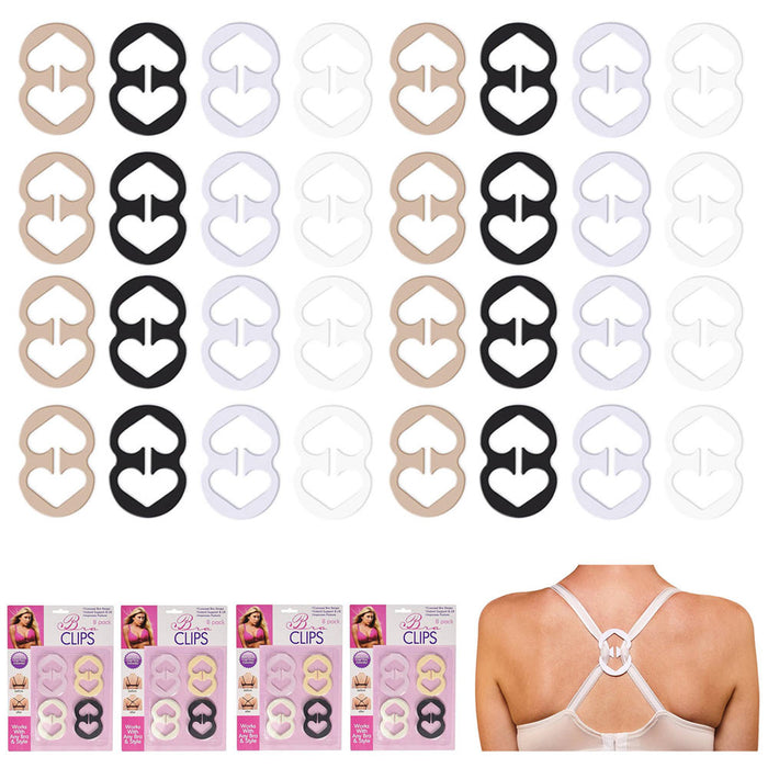 32 Pack Bra Strap Clips Back Anti-Slip Straps Holder Buckles Cleavage Control