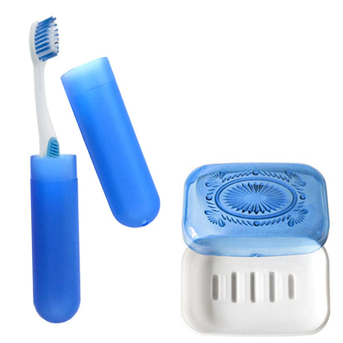 6pc Travel Set Soap Dish Toothbrush Holder Container Bathroom Organizer Portable