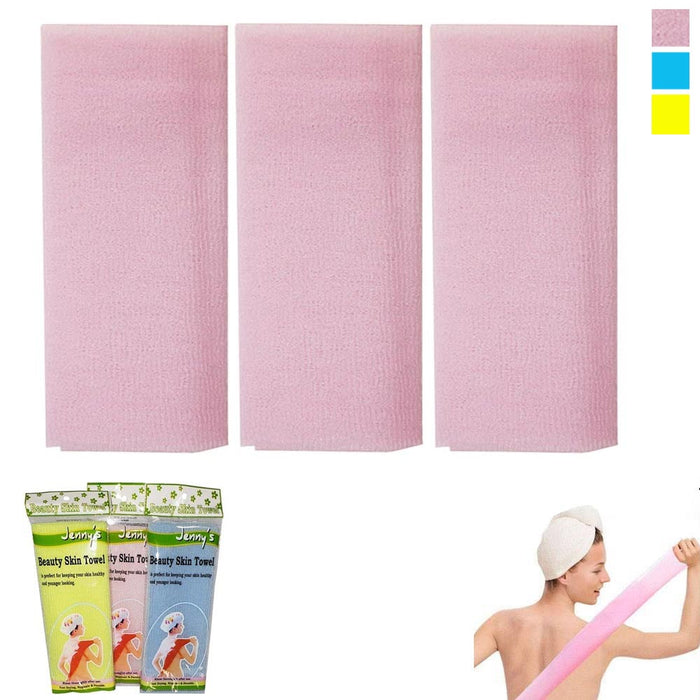 3 Pack Original Exfoliating Nylon Beauty Skin Cloth Shower Body Scrub Towel Wash