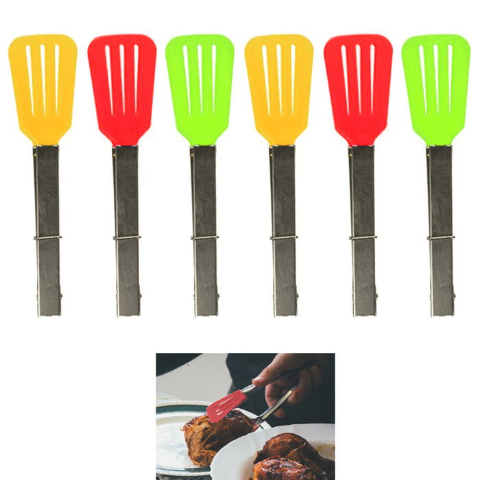 6 PC Cooking Tongs Kitchen Nylon Slotted Silicone Serving Heat Resistant Turner
