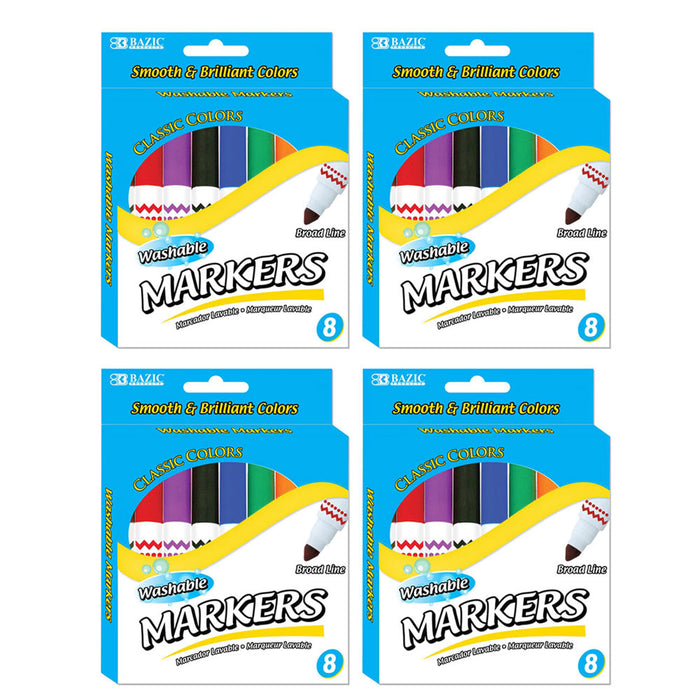 Bazic 8 Color Jumbo Triangle Washable Markers