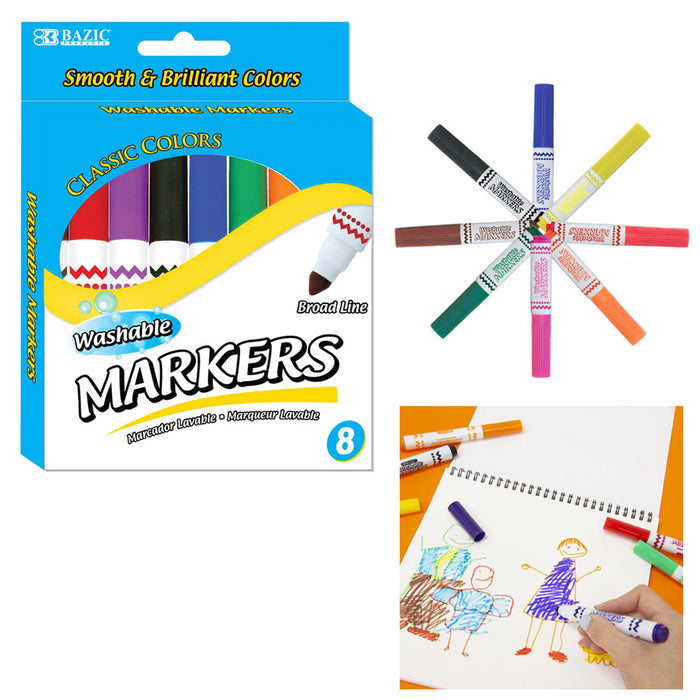 32 PC Broad Line Washable Markers Classic Colors Kids School Brilliant Color New
