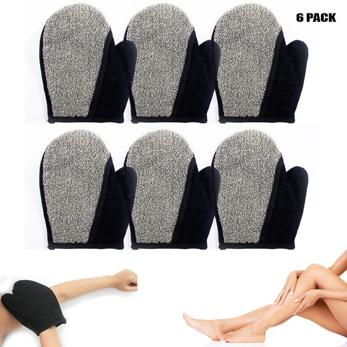 6 Pc Exfoliating Spa Bath Gloves Loofa Brush Scrub Shower Glove Skin Scrubber