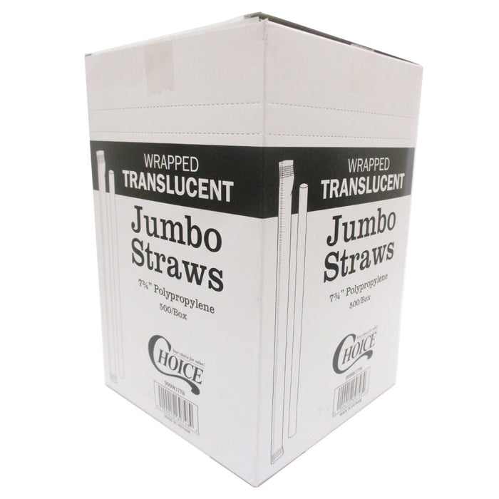 500 Drinking Straws Paper Wrapped Slim Plastic 7-3/4" Translucent Clear Stirrer