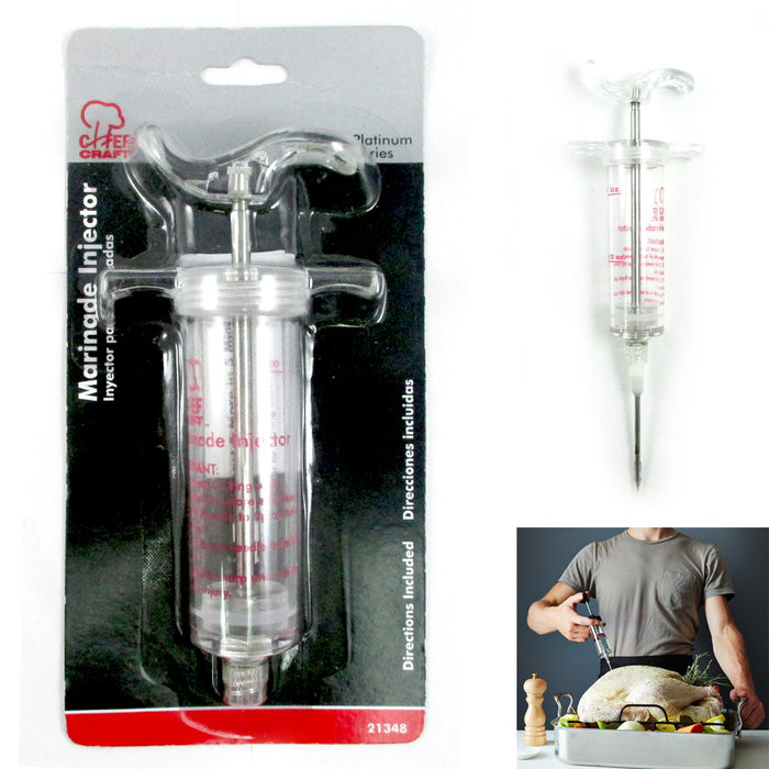 Marinade Injector Needle Flavor Syringe Cooking Meat Poultry Turkey Chicken BBQ