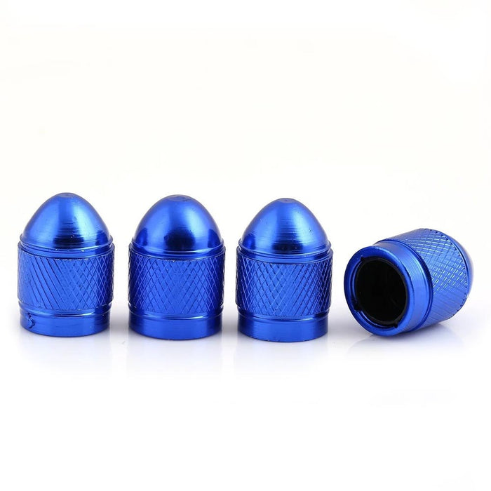 4 Pc Blue Aluminum Metal Wheel Tire Valve Stem Car Suv Truck Air Caps Universal