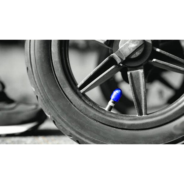 4 Pc Blue Aluminum Metal Wheel Tire Valve Stem Car Suv Truck Air Caps Universal