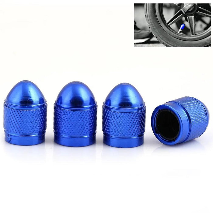 4 Pc Blue Aluminum Metal Wheel Tire Valve Stem Car Suv Truck Air Caps Universal