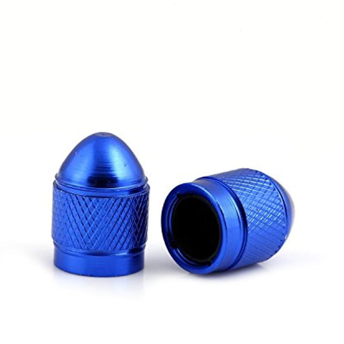 4 Pc Blue Aluminum Metal Wheel Tire Valve Stem Car Suv Truck Air Caps Universal
