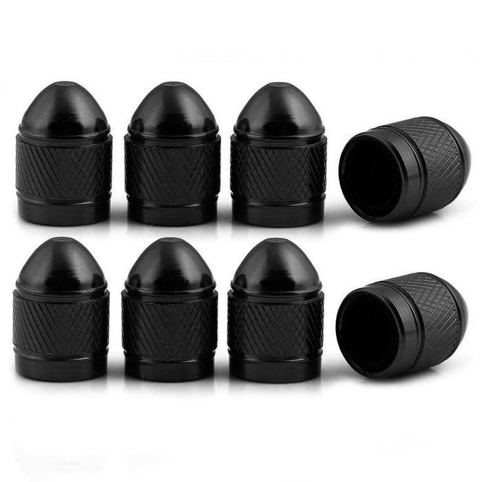 8 Black Aluminum Metal Tire Valve Spike Air Caps Wheel Stem Universal Truck Car
