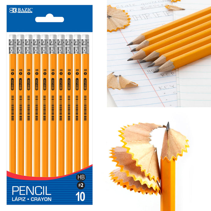 40PC Yellow Wooden Pencils Unsharpened Eraser School Exam Pencil Premium #2 HB