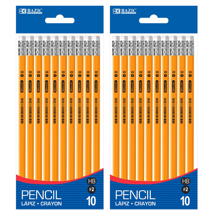 20 Unsharpened School Pencils Wood Latex Free HB #2 Student Exam Premium Pencil