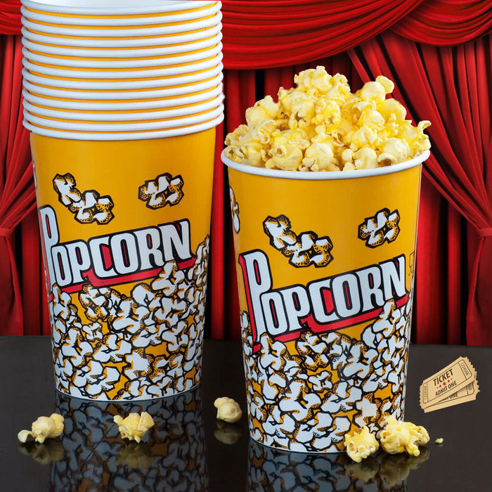 22 Pc Paper Popcorn Bowl Plastic Tub Container Movie Party Favor Theater Buckets