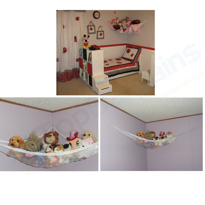 Mesh Toy Hammock Net Organizer Corner Stuffed Animals Baby Kids Hanging Storage