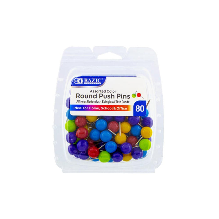 480 Push Pins Map Tacks 3/8" Round Plastic Head Stainless Point Multicolor Board