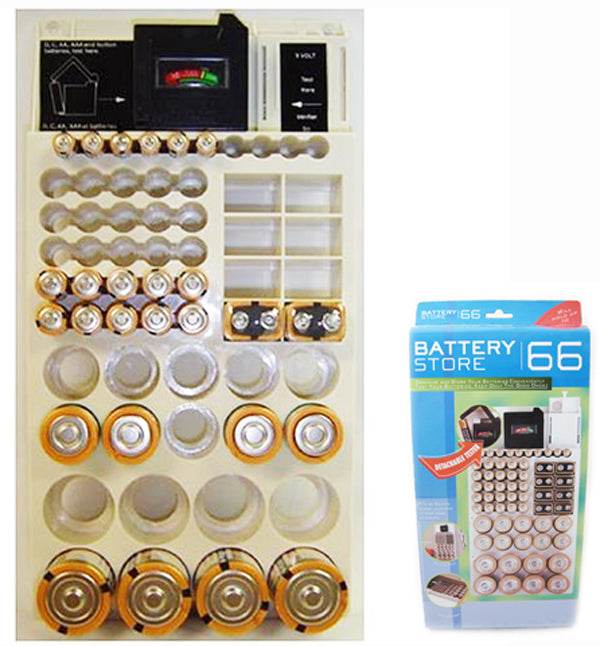 Battery Storage Rack Organizer Removable Tester Hold 66 Holder AAA 9V C D New