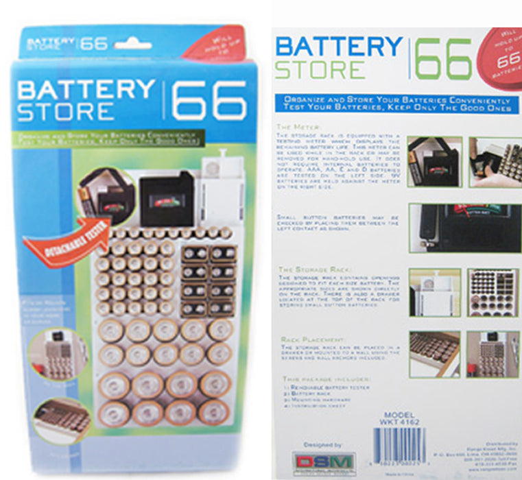 66 Battery Storage Plastic Holder Rack Organizer Removable Tester For AAA 9V C D