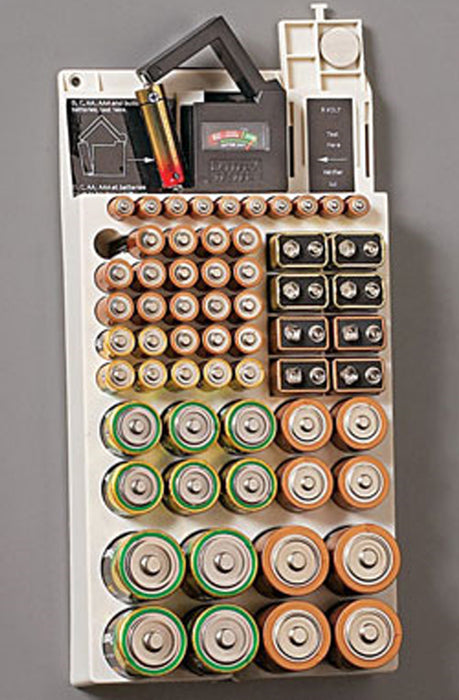 Battery Storage Rack Organizer Removable Tester Holds 66 Holder AAA 9V C D New