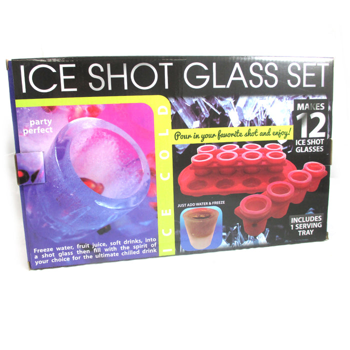 12 Ice Shot Glass Maker Frozen Mold Cold Tray Party Bar Alcohol Shooter Plastic