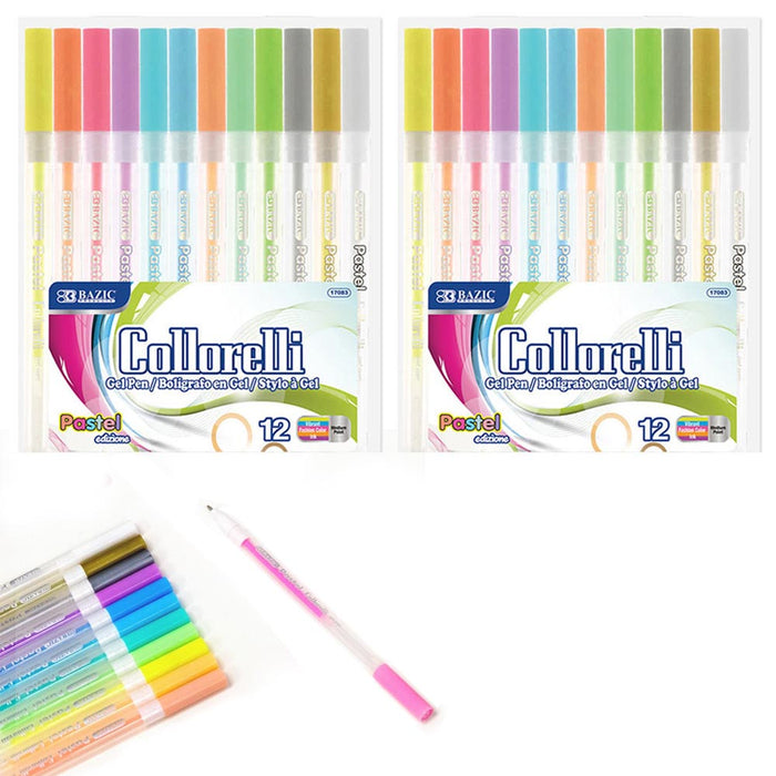 24 Unique Gel Pens Pastel Adult Coloring Book Painting Drawing Art Marker School