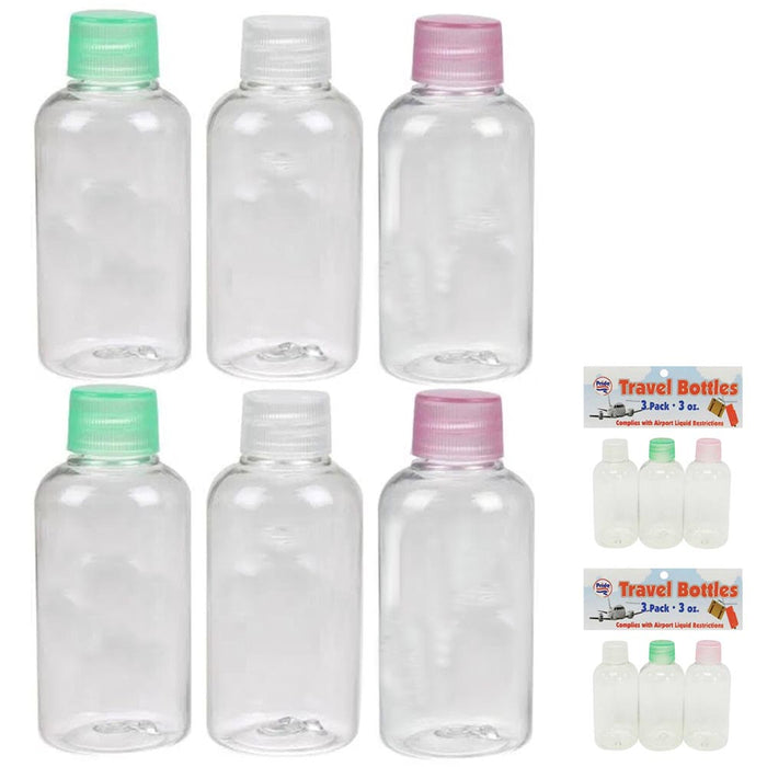 6 Pack Plastic Empty Travel Bottles 3 oz Toiletry Cosmetic Refillable Containers