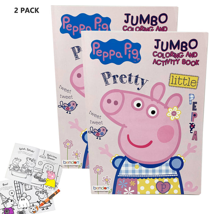 2 Pk Peppa Pig Coloring Book Jumbo Activity Books Pad Kids Drawing Little Peppa