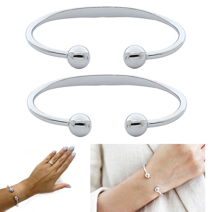 2PC Pure Copper Bracelet Relief Joint Pain Arthritis Magnetic Unisex Cuff Silver