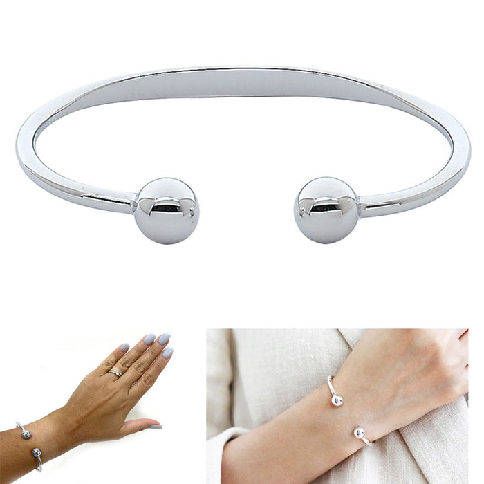 Magnetic Pure Copper Bracelet Ball Cuff Pain Relief Therapy Arthritis Silver