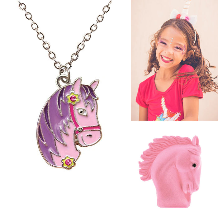 Girl Silver Necklace Pendant Horse Cowgirl Teen Equestrian Birthday Gift Jewelry