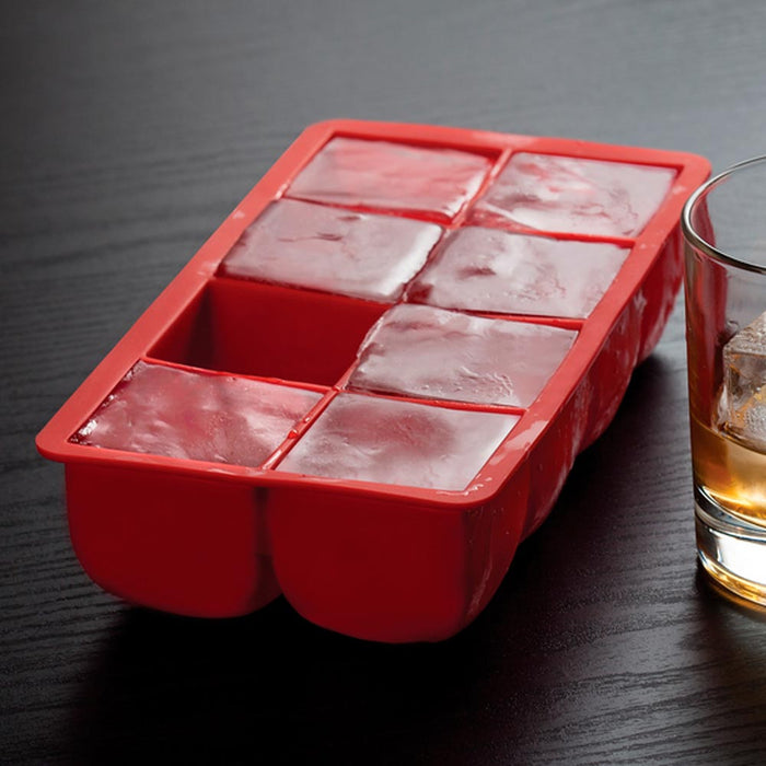 2 Large Cube Silicone Ice Tray Giant 2" Block Cube Grids 8 Mold Cocktail Kitchen