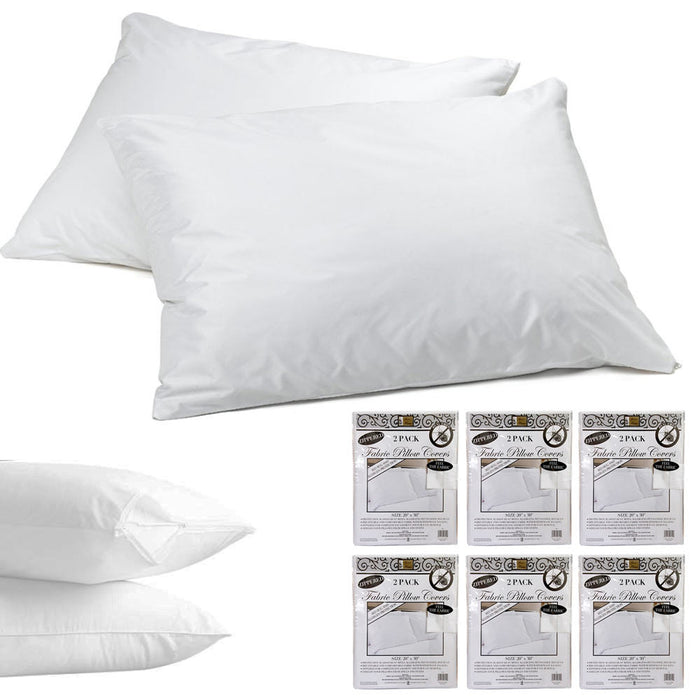 12 Deluxe Pillow Cover Fabric Zippered White Protector Case Non-Woven Breathable