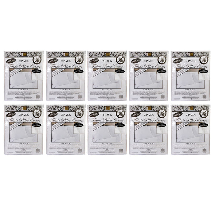 20 PC Premium Fabric Pillow Protector Zippered Soft Cover Breathable Waterproof