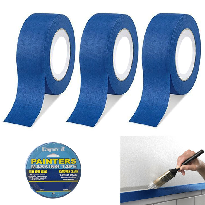 3 Rolls Multi-Surface Painter's Blue Masking Tape 1.89" X 60yds Multi Purpose