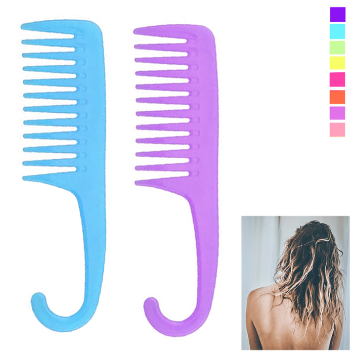 2 Shower Combs Hair Wide Tooth Dry Wet Gently Detangles Thick Long Durable Salon