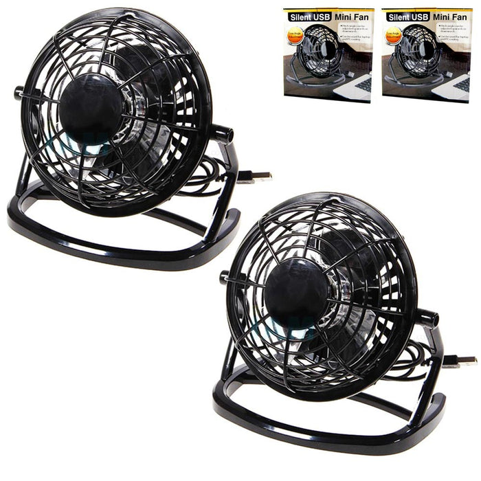 2 Small Personal USB Desk Fan Speed Portable Desktop Cooling Air Car Home Office