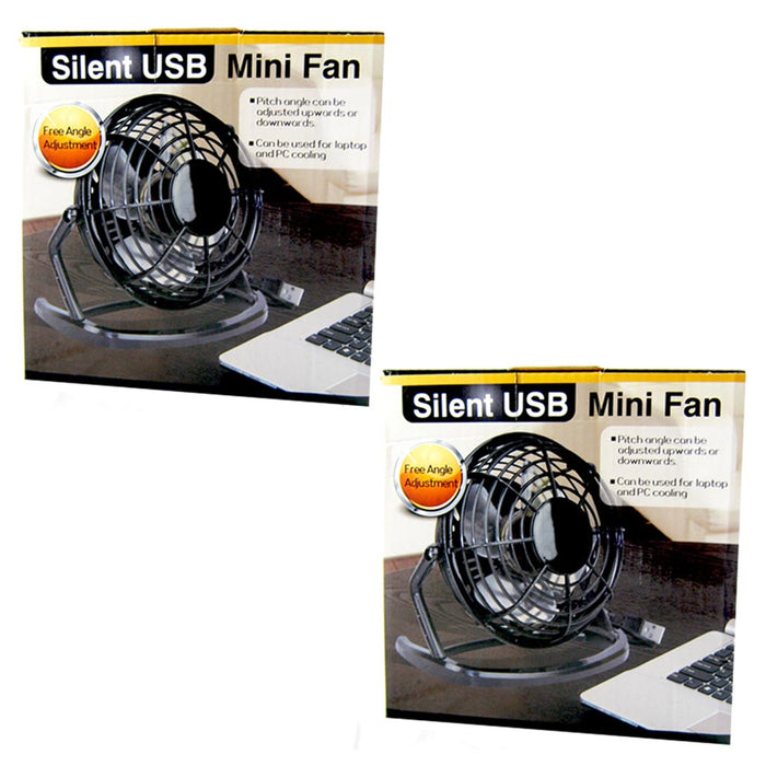 2 Small Personal USB Desk Fan Speed Portable Desktop Cooling Air Car Home Office