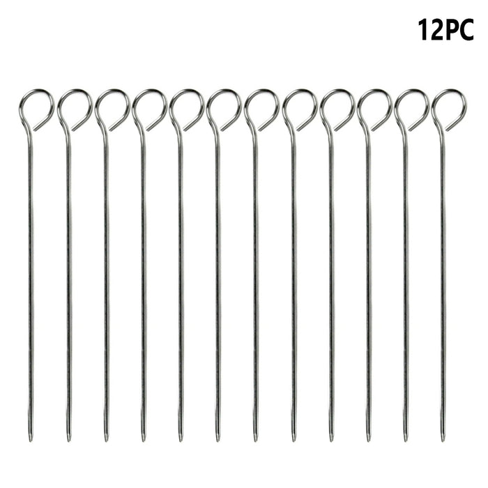 12 Barbecue Skewers Stainless Steel Metal BBQ Cooking Roasting Food Grill Sticks