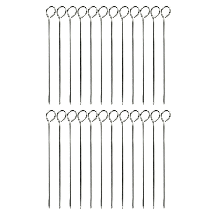24 PCS Stainless Steel Barbecue Skewers Metal BBQ Food Grill Sticks Reusable Set