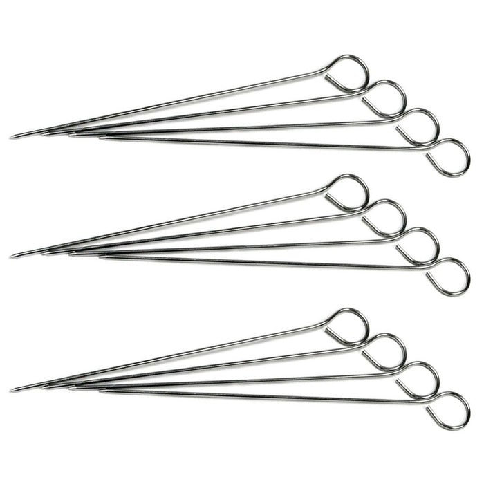 12 Barbecue Skewers Stainless Steel Metal BBQ Cooking Roasting Food Grill Sticks